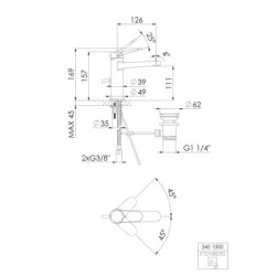 Steinberg 340 - Mitigeur de  lavabo, avec garniture de vidage, or brossé 340 1000 BG