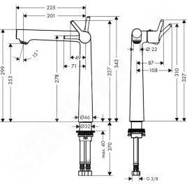 Hansgrohe Talis S - Mitigeur de lavabo 250 sans garniture de vidage, chrome 72116000