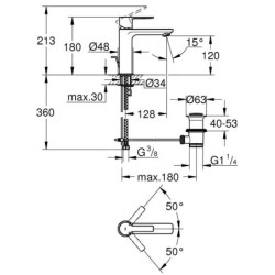 Grohe Lineare - Mitigeur de lavabo S, supersteel 32114DC1