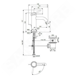Ideal Standard Ceraline Nuovo - Mitigeur d'évier avec bonde, BlueStart, chrome BD758AA