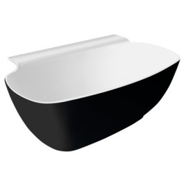 NIGRA Cast Marble Freestanding Bath 158x80x45cm, Noir/Blanc