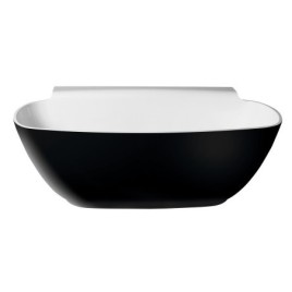 NIGRA Cast Marble Freestanding Bath 158x80x45cm, Noir/Blanc