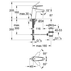 Grohe Eurodisc Cosmopolitan - Mitigeur de lavabo avec vidage, chrome 33183002