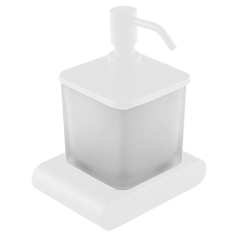Distributeur de savon FLORI 300 ml, verre glacé, blanc mat