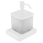 Distributeur de savon FLORI 300 ml, verre glacé, blanc mat