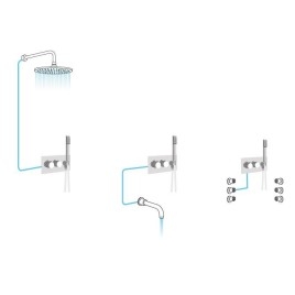 VIENNA Mélangeur de douche en béton Tap inc Shower Handset, 2 voies, chrome