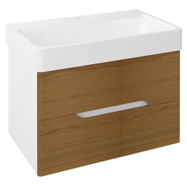 MEDIENA Vanity Unit 77x50,5x49cm, blanc mat/oak naturel