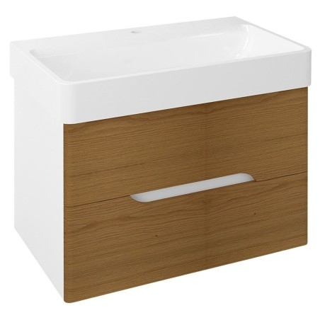 MEDIENA Vanity Unit 77x50,5x49cm, blanc mat/oak naturel