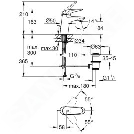 Grohe Wave - Mitigeur de lavabo avec vidage, chrome 32284001