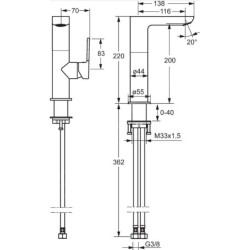 Hansa Ligna - Mitigeur de lavabo, chrome 55352203