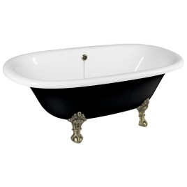 REGATA Freestanding Bath 175x85x61cm, Bronze Legs, Noir/Blanc