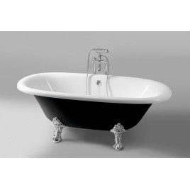 REGATA Freestanding Bath 175x85x61cm, Chome Matt Legs, Noir/Blanc