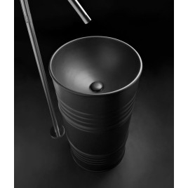 BARREL Freestanding Ceramic Washbasin 42x90x42cm, (sans trop-plein), noir mat