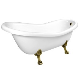 RETRO Freestanding Bath 158x76x71cm, Bronze Legs, White