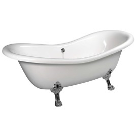 CHARLESTON Bath 188x83x69cm, Chrome Matt Legs, Blanc
