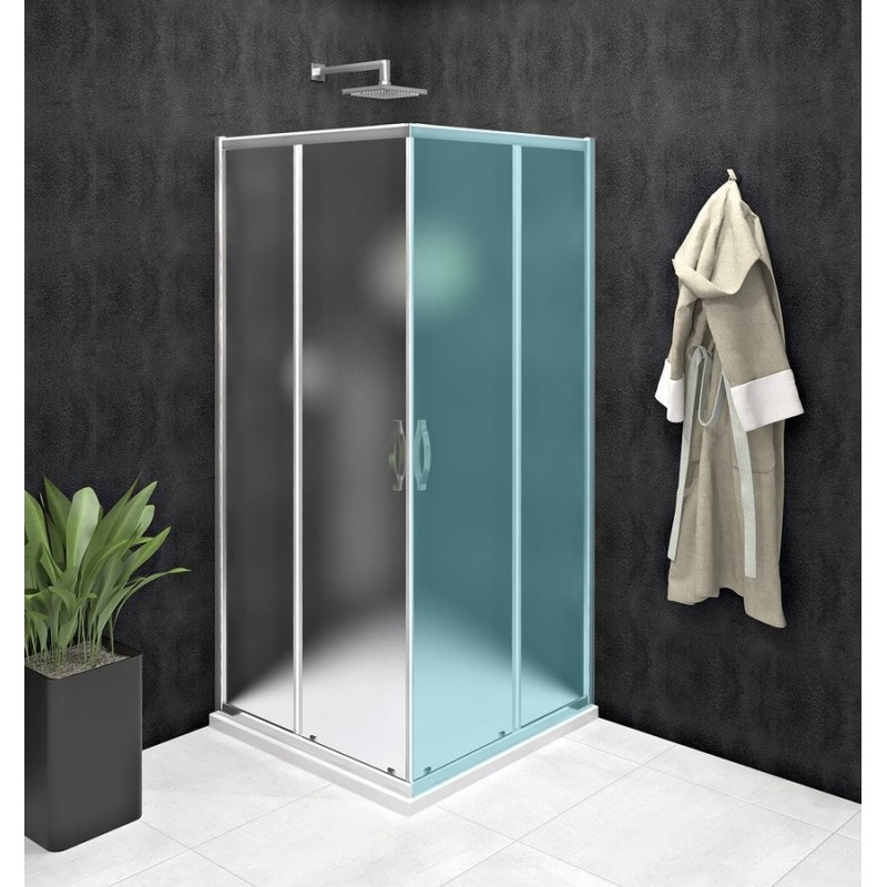 SIGMA SIMPLY Porte de douche coulissante pour entrée d'angle 800 mm, verre BRICK