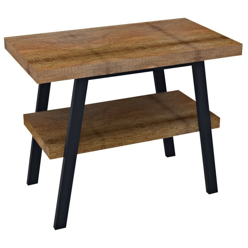 Table de lavabo TWIGA 80x72x50 cm, noir mat/bois neuf