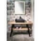 Table de lavabo TWIGA 110x72x50 cm, noir mat/bois neuf