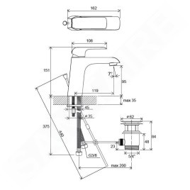 Ravak Flat - Mitigeur de lavabo FL 013.00 avec vidage, chrome X070117