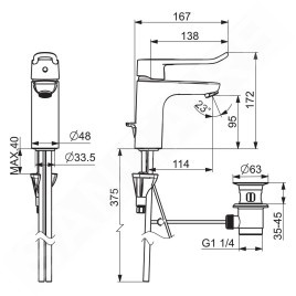 Hansa Clinica - Mitigeur de lavabo avec vidage, chrome 45012186
