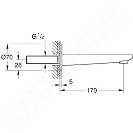Grohe Lineare - Bec de baignoire, Hard Graphite brossé 13383AL1