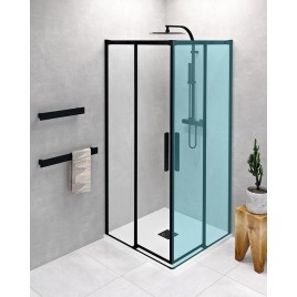 ALTIS BLACK Porte de douche 880-900mm, (H) 2000mm, verre clair