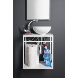 Planche de lavabo MINOR 40x22,5cm, mélangeur à gauche, bille, blanc