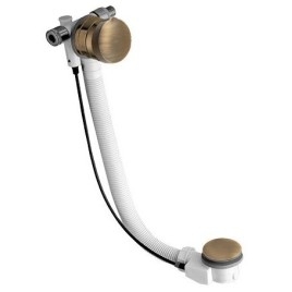Bonde de baignoire escamotable avec trop-plein (L) 775 mm, bouchon 72 mm/bronze