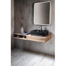 MORIAN Basin Cabinet 100x14x48cm, chêne, droite