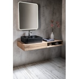 Meuble vasque MORIAN 120x14x48cm, chêne, gauche