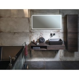 MORIAN Basin Cabinet 120x14x48cm, chêne noir, droit