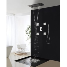 Douche 2x cascade, 700x380mm, acier inoxydable poli