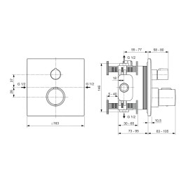 Ideal Standard CeraTherm - Mitigeur de douche thermostatique encastré, chrome A6956AA