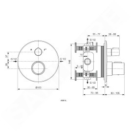 Ideal Standard CeraTherm - Mitigeur de baignoire thermostatique encastré, chrome A5814AA