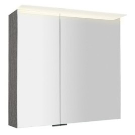 LINEX armoire miroir incl. Lumière LED, 80x70x15cm, chêne argenté