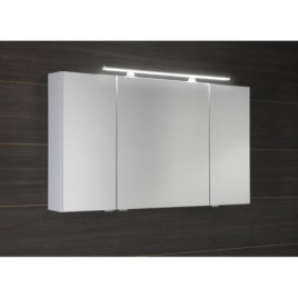 Armoire à glace RIWA avec éclairage LED, 3 portes, 121x70x17cm, chêne argenté