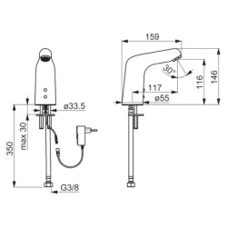 Hansa Medipro - Mitigeur de lavabo électronique, sans mélangeur, alimentation secteur, chrome 05672029