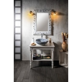 Table vasque CIMBURA 80x50x75cm, blanc vieilli