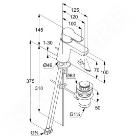 Kludi Pure&Easy - Mitigeur de lavabo avec vidage plastique, chrome 372820565