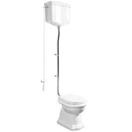 Bol de toilette RETRO avec réservoir d'eau, S-Trap, chrome blanc