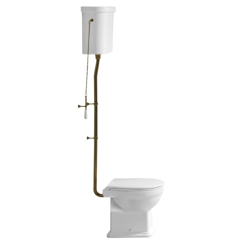 CLASSIC Bowl toilette avec réservoir d'eau, S-Trap, blanc-bronze