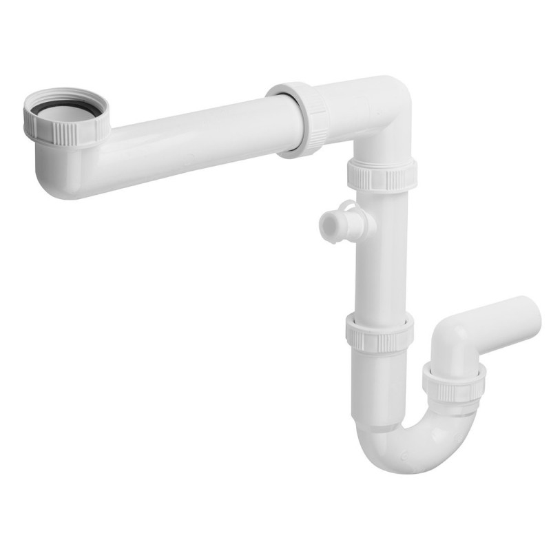 Casquette de lavabo de cuisine avec lave-vaisselle 6/4", DN40, blanc