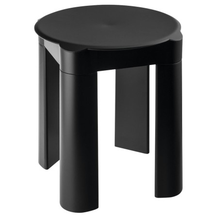 Tabouret salle de bain 37x39x37cm, ABS, tapis noir