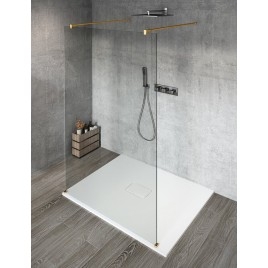 VARIO GOLD Panneau en verre de douche de 1 pièce, verre libre, 1100 mm