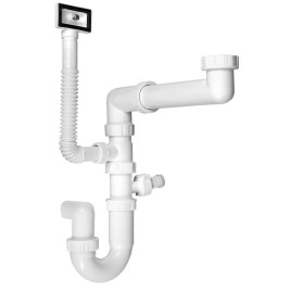 Evier de cuisine économe en espace avec débordement et connexion lave-vaisselle 6/4", DN40, blanc