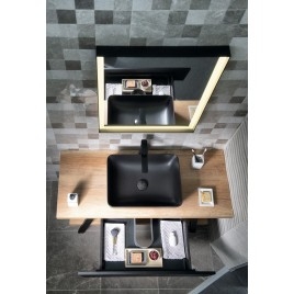Table de lavabo TWIGA 110x72x50 cm, noir mat/pied