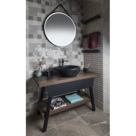 Table de lavabo TWIGA 120x72x50 cm, noir mat/grande pierre