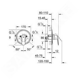 Grohe Eurosmart Cosmopolitan - Mitigeur de douche encastré, chrome 32880000