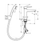 Hansgrohe Metropol - Mitigeur pour lavabo avec douchette Bidette, avec garniture de vidage, chrome 74522000