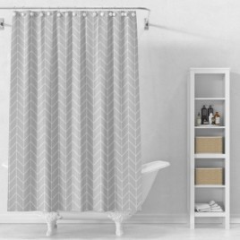 Rideau de douche 180x180cm, vinyle, gris, géométrie